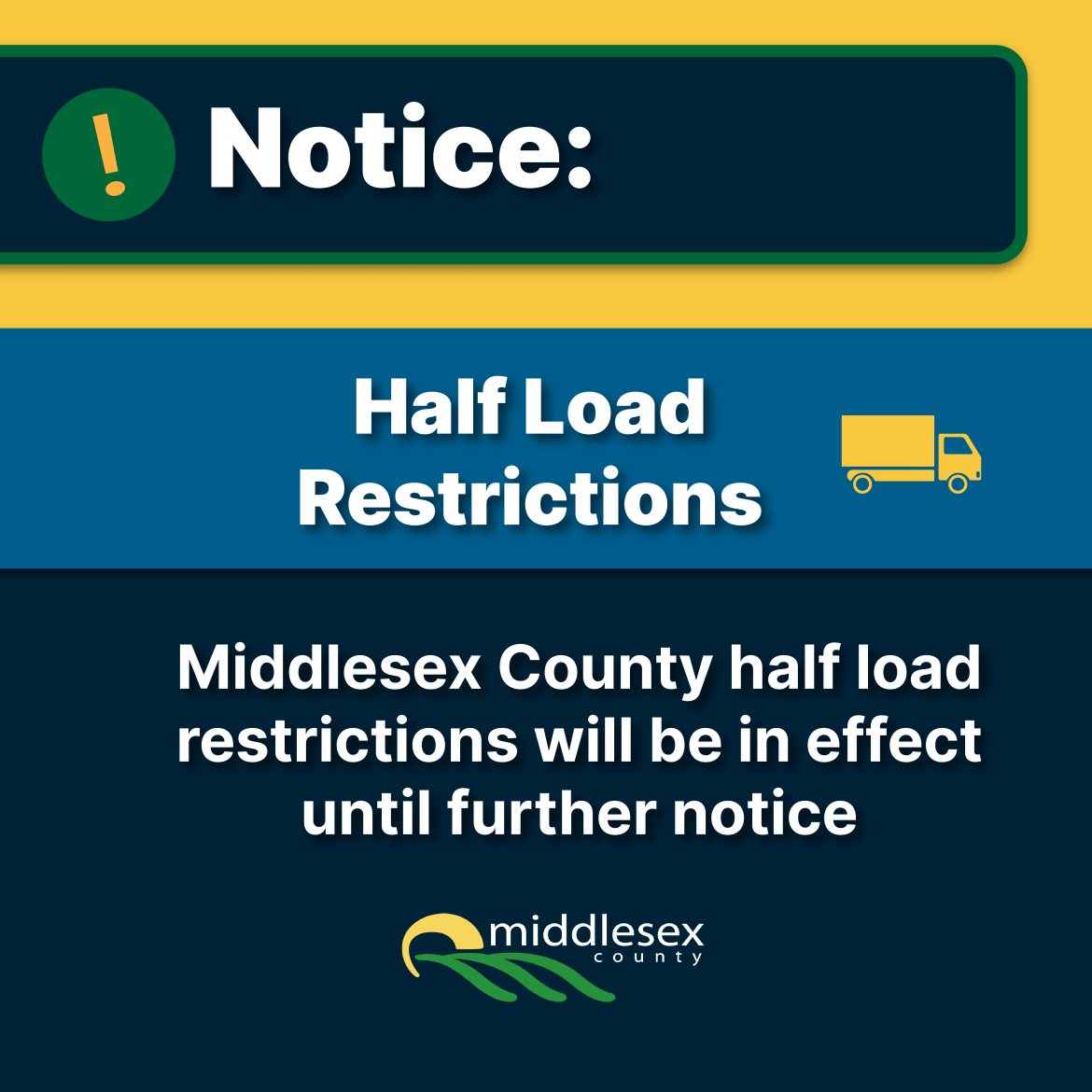 Half Load Restrictions in Effect Middlesex County